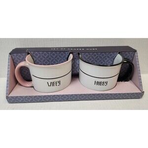 Enchanted Accessories Camper Mug Set, Hubby and Wifey Mugs, Colored Handle & Rim